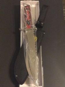Knive 15.5BK/RD Pakkwd Bowie,SH